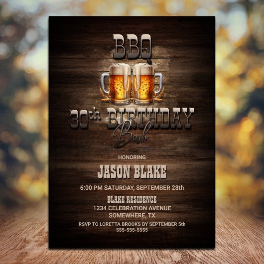Invitation BBQ Beers Wood 30e fête d'anniversaire