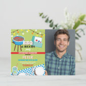 Invitation BBQ Bières Anniversaire Jardin Jardin Photo (Debout devant)