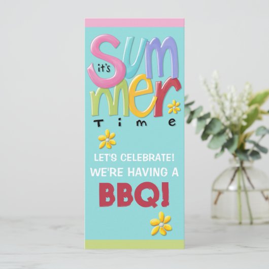 Invitation BBQ bleu d'été (Debout devant)