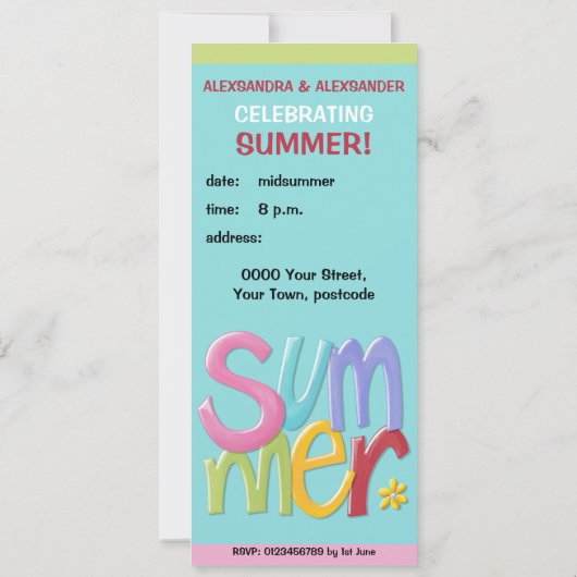 Invitation BBQ bleu d'été (Dos)