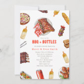 Invitation BBQ + Bouteilles Cuisine Baby shower neutre (Devant)