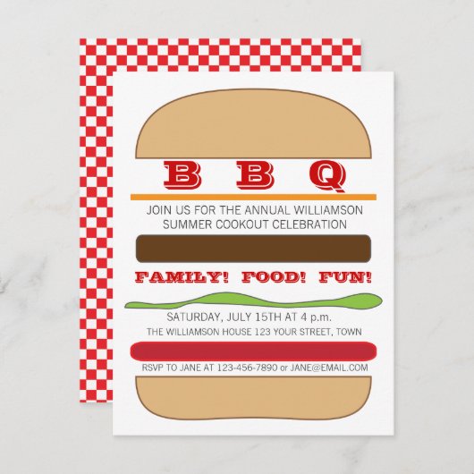 Invitation BBQ Burger (Devant / Derrière)
