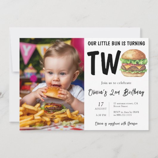 Invitation BBQ Burger 2e fête d'anniversaire (Devant)