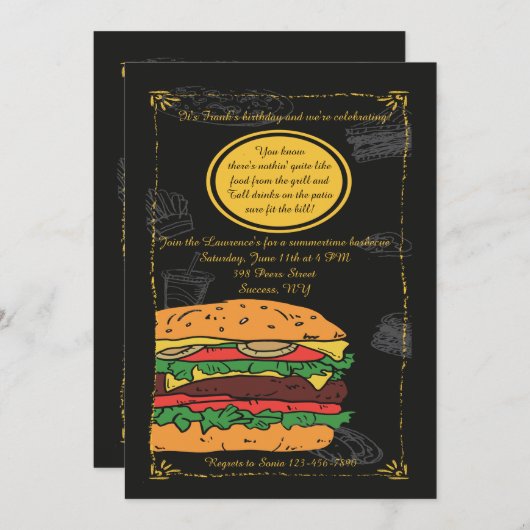 Invitation BBQ Burger Classique (Devant / Derrière)