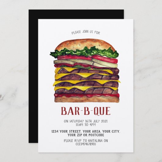 Invitation BBQ burger géant (Devant / Derrière)