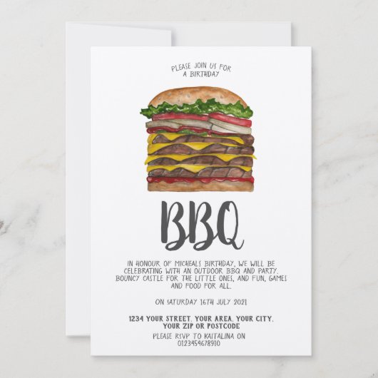 Invitation BBQ burger géant (Devant)