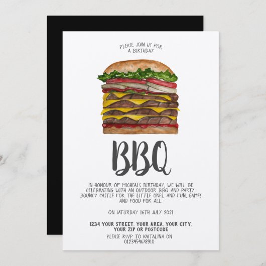 Invitation BBQ burger géant (Devant / Derrière)