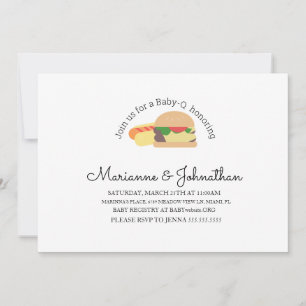 Invitation BBQ Burger Hot Dog pour une Baby Shower Minimalist