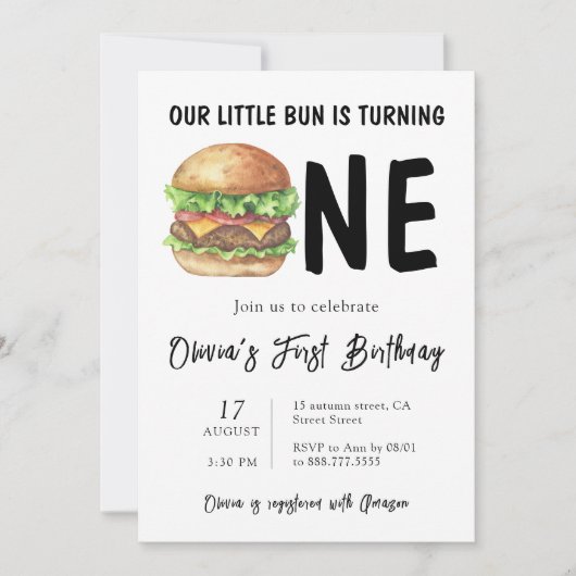 Invitation BBQ Burger Première fête d'anniversaire (Devant)