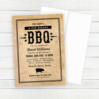 BBQ Cochon Rôti Papier Vintage Anniversaire
