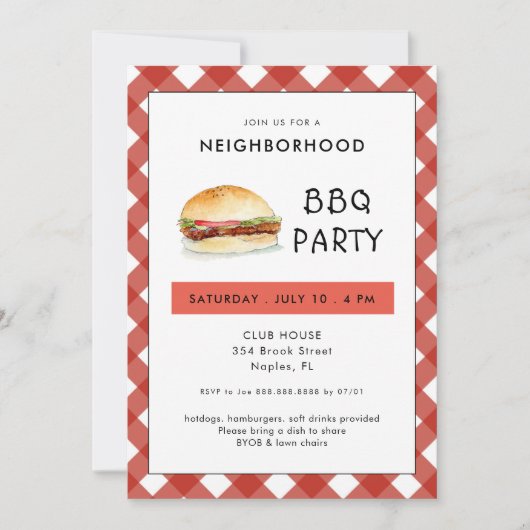 Invitation BBQ Cookout Block Party (Devant)