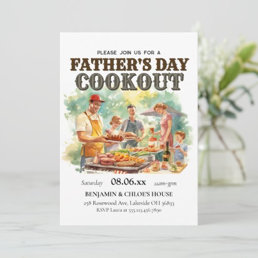 Invitation BBQ Cookout de Fête des pères modifiabl (Debout devant)