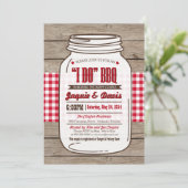 Invitation BBQ Couples Shower à Mason Jar sur bois (Debout devant)
