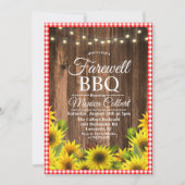 Invitation BBQ d'adieu rustique tournesol (Devant)