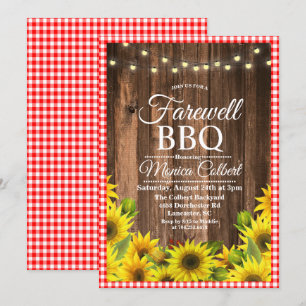 Invitation BBQ d'adieu rustique tournesol