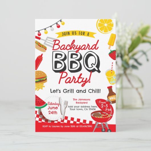 Invitation BBQ dans le jardin (Debout devant)