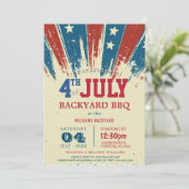 Invitation BBQ dans le jardin du 4 juillet moderne I Drapeau  (Debout devant)