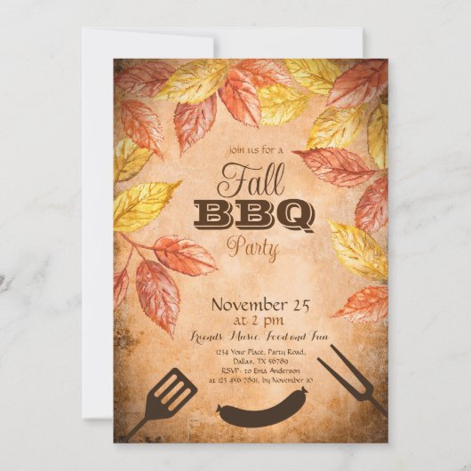 Invitation BBQ d'automne, Fête de barbeque automna (Devant)