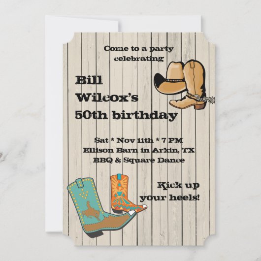 Invitation BBQ de cowboy et partie carrée de Dancce (Devant)