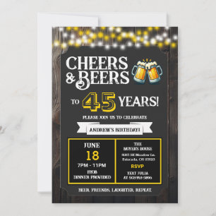 Invitation BBQ de jardin pour un anniversaire À 45 ans, des a