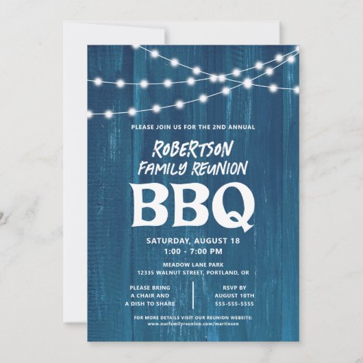 Invitation BBQ de retrouvailles de famille rustique (Devant)