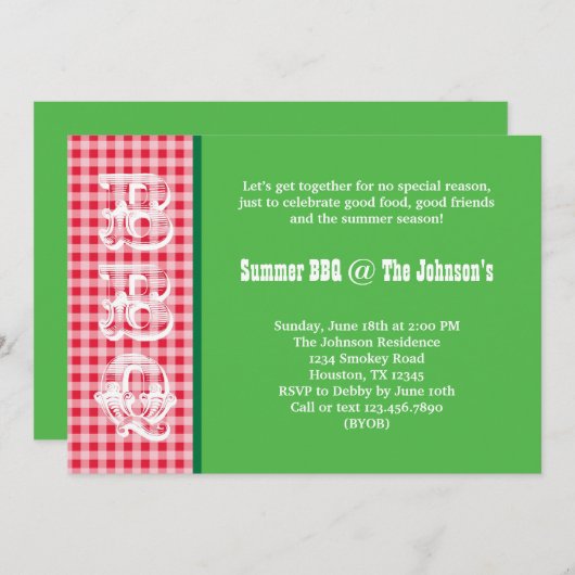 Invitation BBQ d'été (Devant / Derrière)