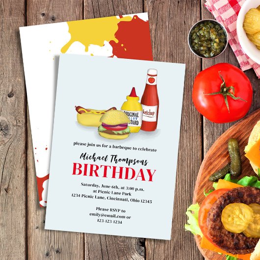 Invitation BBQ d'été BIrthday Party personnalisé