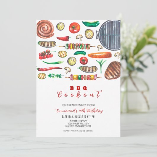 Invitation BBQ d'été Cookout Anniversaire (Debout devant)