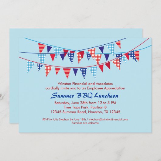 Invitation BBQ d'été de l'entreprise (Devant / Derrière)