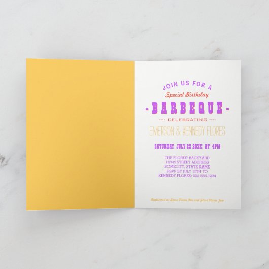 Invitation BBQ D'ÉTÉ Fleur vintage (Intérieur)