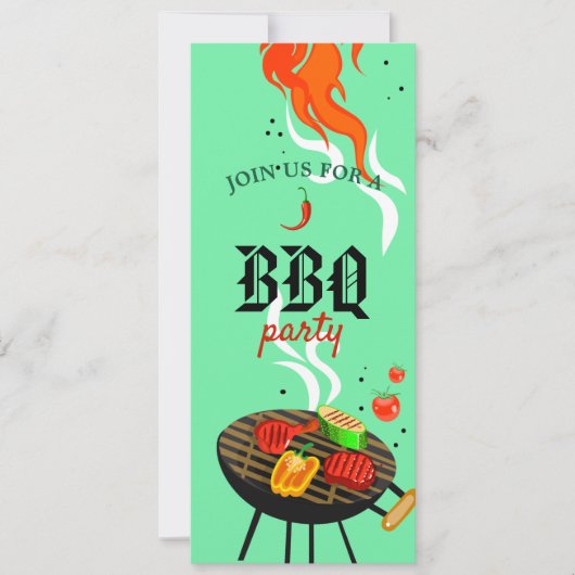 Invitation BBQ d'été Grillade Fête en plein air (Devant)