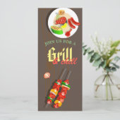 Invitation BBQ d'été Grillade Fête en plein air (Debout devant)