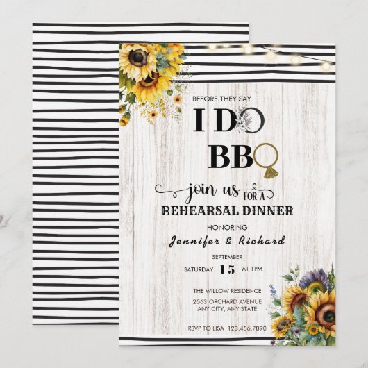Invitation BBQ | Dîner de répétition | Douche Couples (Devant / Derrière)