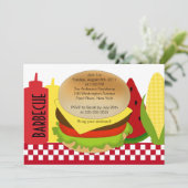 Invitation BBQ d'invitation de barbecue de partie d'été (Debout devant)