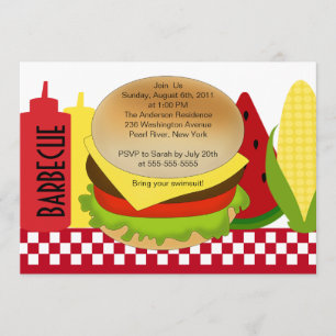 Invitation BBQ d'invitation de barbecue de partie d'été