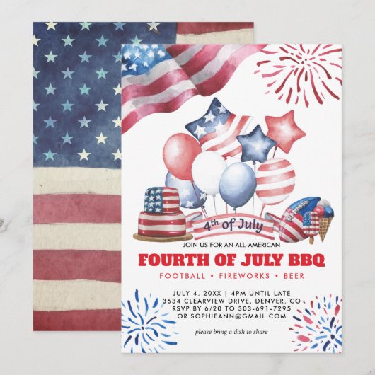 Invitation BBQ du 4 juillet (Devant / Derrière)