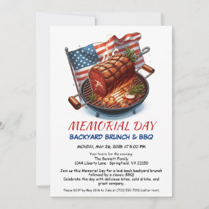 Invitation BBQ du Memorial Day Barbecue patriotique dans la
