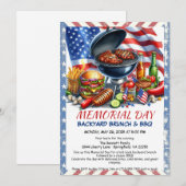 Invitation BBQ du Memorial Day | Cookout patriotique dans le  (Devant / Derrière)
