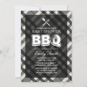 Invitation BBQ Élégant Baby shower gris