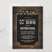 Invitation BBQ élégant bois 40e anniversaire (Devant)
