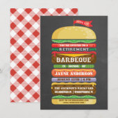 Invitation BBQ empilé rustique de retraite d'hamburger (Devant / Derrière)