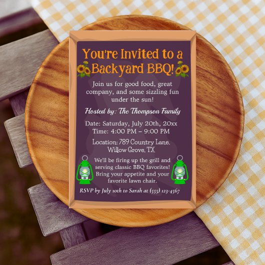 Invitation BBQ Ferme - Conception de lanterne rust