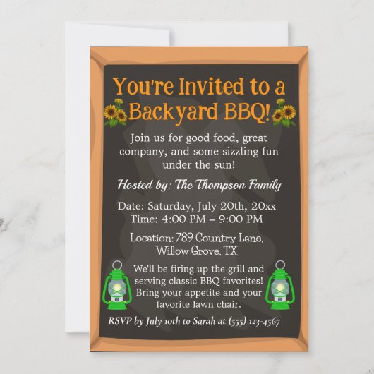 Invitation BBQ Ferme - Conception de lanterne rust (Devant)