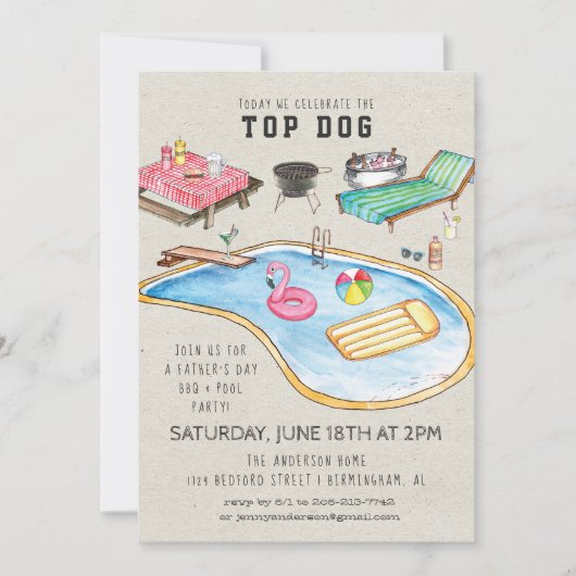 Invitation BBQ Fête des pères rétro (Devant)