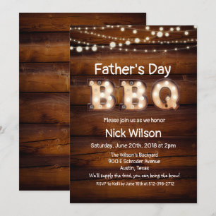 Invitation BBQ Fête des pères Rustique