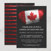 Invitation BBQ Fête du Canada Pinceau Étincelant (Devant / Derrière)