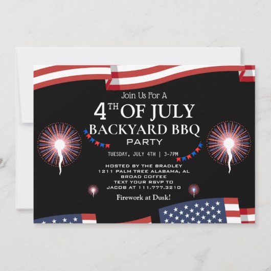 Invitation BBQ & Firework 4 juillet fête de l'indépendance (Devant)