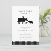 Invitation BBQ | Gingham Noir | Baby Shower Rustique (Debout devant)