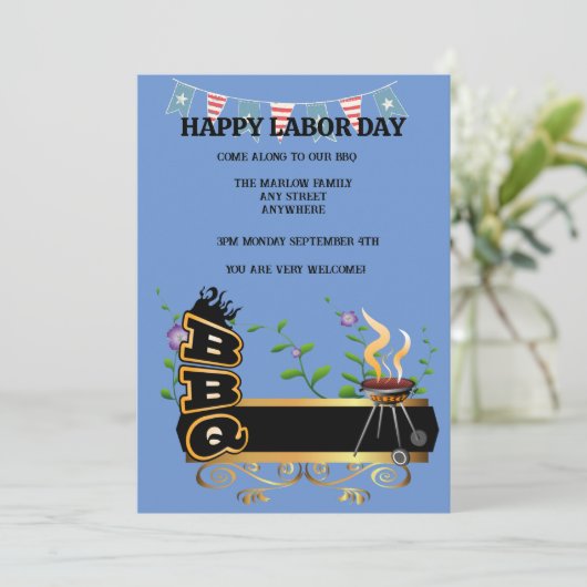 Invitation BBQ Happy Labor Day (modifiable) (Debout devant)