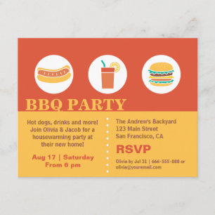 Invitation BBQ Hot Dog et Burger Housechauffer Party